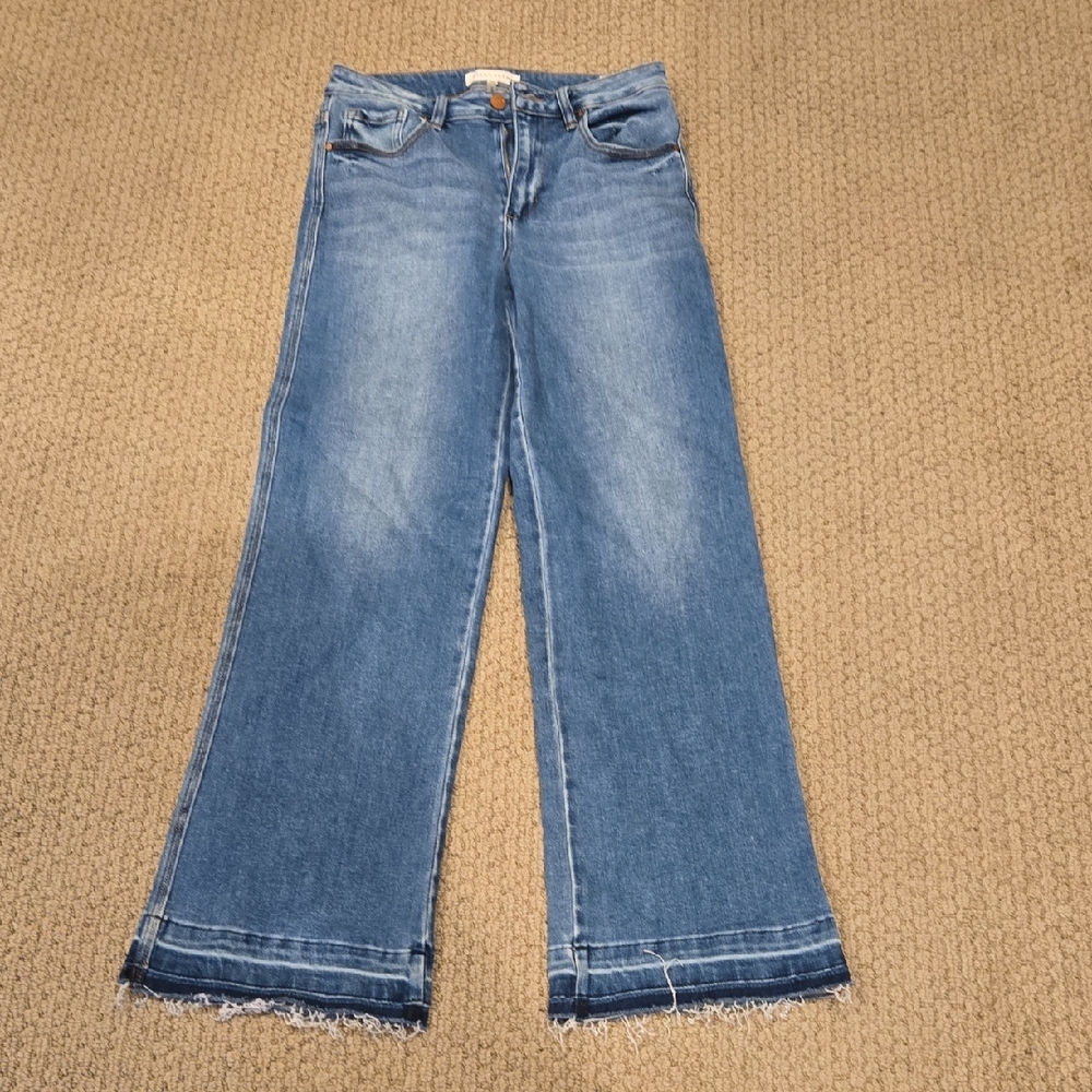 Women's Risen Blue Wide-Leg Jeans